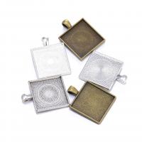 Zinc Alloy Pendant Cabochon Setting Square plated nickel lead & cadmium free Approx 4.1mm Inner Approx 25mm Sold By Bag