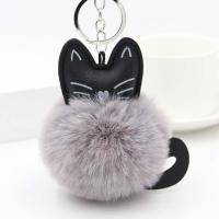 Fur Ball Pom Pom avaimenperä, PU, kanssa polyformaldehydi & Sinkkiseos, päällystetty, Söpö & muoti korut & Unisex, enemmän värejä valinta, 80mm, Myymät PC