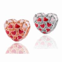 Cink Alloy Heart perle, Srce, pozlaćen, možete DIY & emajl, više boja za izbor, nikal, olovo i kadmij besplatno, 11*3mm, Rupa:Približno 5mm, 10računala/Torba, Prodano By Torba