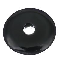 Pendentif obsidienne noire, beignet, noire, 29.50x29.50x5.50mm, Trou:Environ 6mm, Vendu par PC