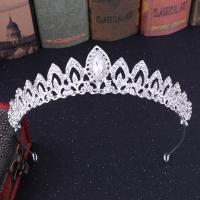 Tiaras, aleación de zinc, con Cristal, chapado, Joyería & regalo de boda & para mujer, Blanco, libre de níquel, plomo & cadmio, 135x36mm, Vendido por UD