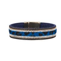 PU Leather Cord Bracelets with Zinc Alloy plated fashion jewelry & for woman & with rhinestone Sold By PC