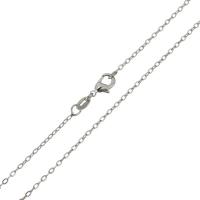 Mässing Chain Necklace, Högkvalitativ pläterad och aldrig blekna & Unisex & oval kedja, silver, nickel, bly och kadmium gratis, 2x1.50x0.50mm, Längd Ca 18 inch, 10Strands/Lot, Säljs av Lot