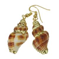 Pendientes de Gota en Latón, metal, con Nácar, Nácar, chapado en color dorado, Joyería & para mujer, libre de níquel, plomo & cadmio, 48-50mm,14-16x30mm, 5parespareja/Grupo, Vendido por Grupo