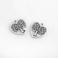 Pendentifs coeur en alliage de zinc, Placage, DIY, argent, protéger l'environnement, sans nickel, plomb et cadmium, 17*18mm, 10PC/sac, Vendu par sac