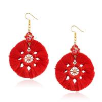 Zinc Alloy Tassel Earring with Cotton Thread & Resin gold color plated vintage & for woman nickel lead & cadmium free Sold By Pair