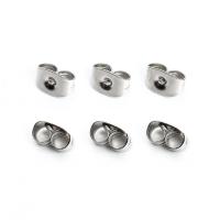 Stainless Steel Korva Nut Component, Ruostumaton teräs, platina väri päällystetty, muoti korut & tee-se-itse, 4.5x6.5mm, 50PC/laukku, Myymät laukku