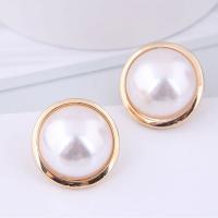 Zinc Alloy Stud Earring, met Plastic Pearl, roestvrij staal oorbel bericht, gold plated, voor vrouw, nikkel, lood en cadmium vrij, 22mm, Verkocht door pair