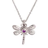 Stainless Steel Aromatherapy Necklace Dragonfly plated fashion jewelry & for woman silver color 32*30mm Sold Per 19.6 Inch Strand