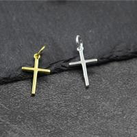 925 Sterling Silver siogairlín, Cross, plátáilte, DIY, dathanna níos mó le haghaidh rogha, 9.30x15.70mm, Díolta De réir PC