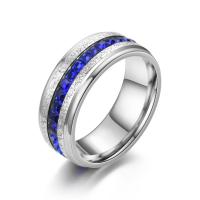 Strass roestvrij staal vinger ring, plated, uniseks & verschillende grootte voor keus & met strass, meer kleuren voor de keuze, 8mm, Verkocht door PC