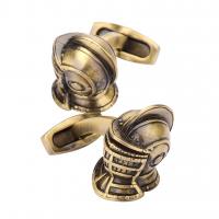 laiton boutons de manchettes, Casque, Plaqué de couleur de bronze antique, unisexe, protéger l'environnement, sans nickel, plomb et cadmium, 17x23mm, 2pairescouple/lot, Vendu par lot