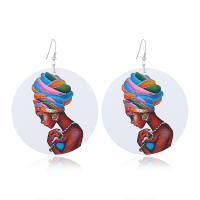 Hout Drop Earring, met Zinc Alloy, plated, mode sieraden & voor vrouw, wit, 2paren/Lot, Verkocht door Lot