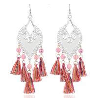 Zinc Alloy Tassel Earring, met Katoen draad, plated, mode sieraden & voor vrouw, meer kleuren voor de keuze, nikkel, lood en cadmium vrij, Verkocht door pair