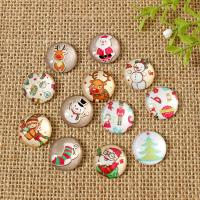 Glass Cabochon with Paper Christmas Design & time gem jewelry & flat back & mixed Sold By Lot