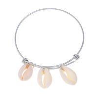 Bracelet en acier inoxydable, avec coquille & perle de plastique, Placage, styles différents pour le choix & pour femme & avec strass, 2PC/lot, Vendu par lot