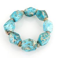 Impression Jasper Bracelet, jewelry faisin & nádúrtha & unisex, Skyblue, 20-22.5x16-21mm, Díolta Per Thart 7 Inse Snáithe