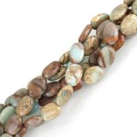 "Aqua Terra Jasper Rutuliukas, Butas Ovalo formos, gamtos & skirtingo dydžio pasirinkimo, Skylė:Apytiksliai 2mm, 29kompiuteriai/Strand, Parduota už Apytiksliai 15.5 Inch Strand