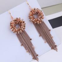 Prás Tassel Earring, le Crystal, plátáilte, jewelry faisin & do bhean, dathanna níos mó le haghaidh rogha, nicil, luaidhe & caidmiam saor in aisce, 120*35mm, Díolta De réir Péire