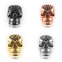 Kubik Zirkonium mikro bana Mässing Pärlor, Skull, plated, micro bana cubic zirconia, fler färger för val, nickel, bly och kadmium gratis, 8.6x12.2mm, Hål:Ca 1mm, 5PC/Lot, Säljs av Lot