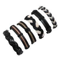 Canapa Bracciale Set, with Ecopelle & Cotone cerato & PU, 6 pezzi & Regolabile & unisex, colori misti, assenza di nichel,piombo&cadmio, 180mm, 6Strandstrefolo/set, Venduto da set