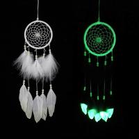 Mode Dreamcatcher, fer, avec Fil de coton & plume, fait à la main, pour la maison et le bureau, blanc, 100x380mm, Vendu par PC