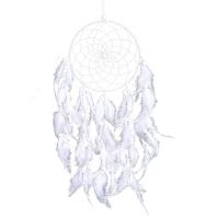 Faisean Dreamcatcher, Iarann, le Snáithín Cadáis & Cleite, lámhdhéanta, baile agus oifige, bán, 16cm, Díolta De réir PC