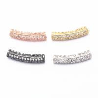 laiton perles tube incurvé, Placage, pavé de micro zircon, plus de couleurs à choisir, protéger l'environnement, sans nickel, plomb et cadmium, 6x26.7mm, 5PC/lot, Vendu par lot