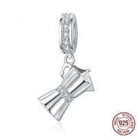 Cubic Zirconia Micro Pave Pingente de Prata Sterling, 925 de prata esterlina, platinado, DIY & micro pavimento em zircônia cúbica, 13x24mm, vendido por PC