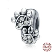 Cubic Zirconia Micro Pave Sterling Silver Pärla, 925 sterling silver, plated, micro bana cubic zirconia, 6x3.50x9mm, Säljs av PC