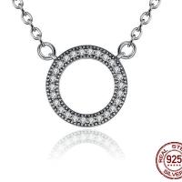 Kubieke Zircon Micro effenen Sterling zilveren ketting, 925 sterling zilver, Donut, plated, mode sieraden & micro pave zirconia & voor vrouw, 12x12mm, Per verkocht 17.7 inch Strand