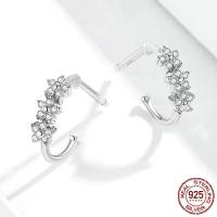 Sterling Silver Jewelry Earring, 925 Sterling Silver, platanam plátáilte, micrea réiteach zirconia ciúbach & do bhean, 3x12mm, Díolta De réir Péire