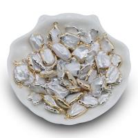 Slatkovodni Pearl Privjesci, s Željezo, pozlaćivanje, više boja za izbor, 12-18mm, Rupa:Približno 1mm, 2računala/Lot, Prodano By Lot