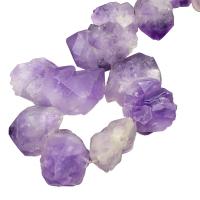 Granos Amethyst naturales, amatista, diverso tamaño para la opción, agujero:aproximado 1mm, Vendido por Sarta