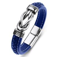 PU braccialetto, with acciaio inox, gioielli di moda & stile punk & formato differente per scelta & per l'uomo, blu, 12x6mm, Venduto da PC