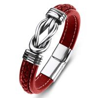 PU cavo bracciali, with acciaio inox, gioielli di moda & stile punk & unisex & formato differente per scelta, rosso, 12x6mm, Venduto da PC