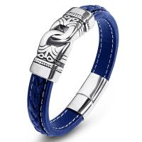 PU Schnur Armbänder, PU Leder, mit Edelstahl, Modeschmuck & Punk-Stil & unisex & verschiedene Größen vorhanden, blau, 12x6mm, verkauft von PC