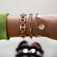 Pulseira de liga de zinco, banhado, três peças & joias de moda & para mulher, dourado, níquel, chumbo e cádmio livre, vendido por Defina