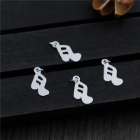 925 Ezüst Medál, Music Note, ezüst színű bevonattal, DIY, 7x13.70mm, Által értékesített PC