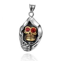 Acier inoxydable Crâne Pendentifs, crane, Bijoux d'Halloween & pour homme & avec strass, plus de couleurs à choisir, Vendu par PC