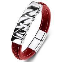 PU Leather Cord Bracelets with Stainless Steel fashion jewelry & punk style & Unisex red Sold By PC