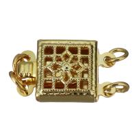 Brass Box Kapcsos, Sárgaréz, arany színű aranyozott, nikkel, ólom és kadmium mentes, 14x9x4mm, Lyuk:Kb 2mm, 50PC-k/Lot, Által értékesített Lot