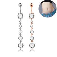 Rustfrit stål Belly Ring, Stainless Steel, med Cubic Zirconia, mode smykker & hypo allergiske & for kvinde, flere farver til valg, Solgt af PC