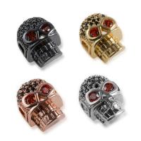 Kubik Zirkonium mikro bana Mässing Pärlor, Skull, plated, micro bana cubic zirconia, fler färger för val, nickel, bly och kadmium gratis, 9.8x12.5mm, Hål:Ca 1mm, 5PC/Lot, Säljs av Lot