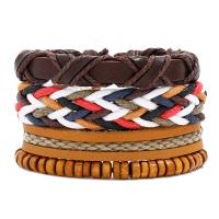 Canapa Bracciale Set, with Ecopelle & Cotone cerato & legno, Regolabile & tre pezzi & unisex, assenza di nichel,piombo&cadmio, 180mm, 3Strandstrefolo/set, Venduto da set