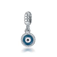 European stile Zinc Alloy pendenti, lega in zinco, placcato color argento, smalto, blu, assenza di nichel,piombo&cadmio, 10-30mm, Foro:Appross. 4-4.5mm, 20PC/borsa, Venduto da borsa