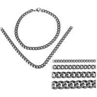 Stainless Steel Korut setit, rannerengas & kaulakoru, Ruostumaton teräs, Unisex & erikokoisia valinnalle & Curb Chain, alkuperäinen väri, 26-36x24-30x25-30mm, Pituus N. 23.5 tuuma, N. 8 tuuma, Myymät set