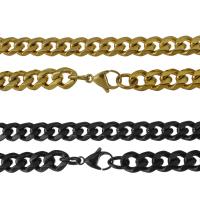 Stainless Steel Chain halskæde, forgyldt, Unisex & bremse kæde, flere farver til valg, 9mm, Solgt Per Ca. 23.5 inch Strand