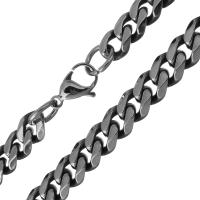 Ruostumaton teräs Kaulakoru, Unisex & Curb Chain, alkuperäinen väri, 10.50mm, Myyty Per N. 24 tuuma Strand