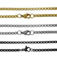 Chaîne collier , acier inoxydable, Placage, unisexe & chaîne de boîte, plus de couleurs à choisir, 3mm, 10Strandstoron/lot, Vendu par lot